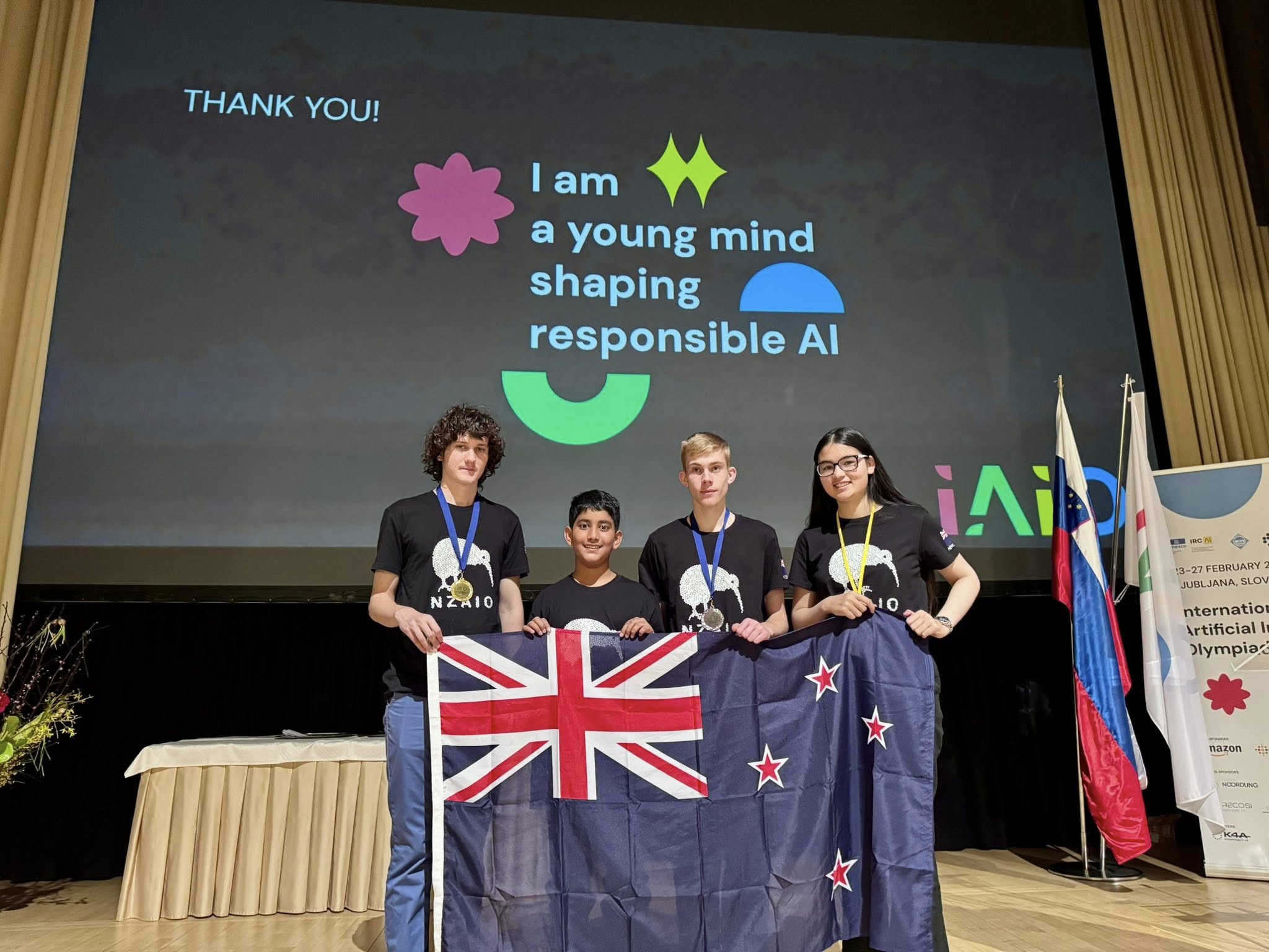 The New Zealand student team with their medals